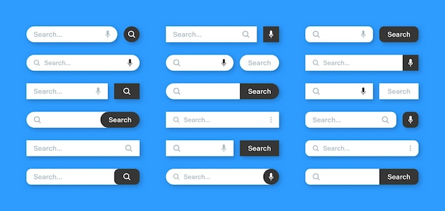 Varias plantillas de barra de búsqueda motor de navegador de Internet con barra de direcciones de cuadro de búsqueda y campo de texto ui