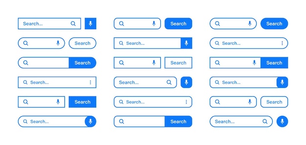 Varias plantillas de barra de búsqueda motor de navegador de Internet con barra de direcciones de cuadro de búsqueda y campo de texto ui