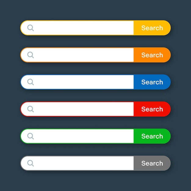 Varias plantillas de barra de búsqueda motor de navegador de Internet con barra de direcciones de cuadro de búsqueda y campo de texto ui