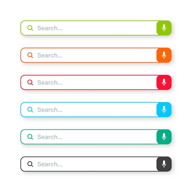 Varias plantillas de barra de búsqueda motor de navegador de Internet con barra de direcciones de cuadro de búsqueda y campo de texto ui