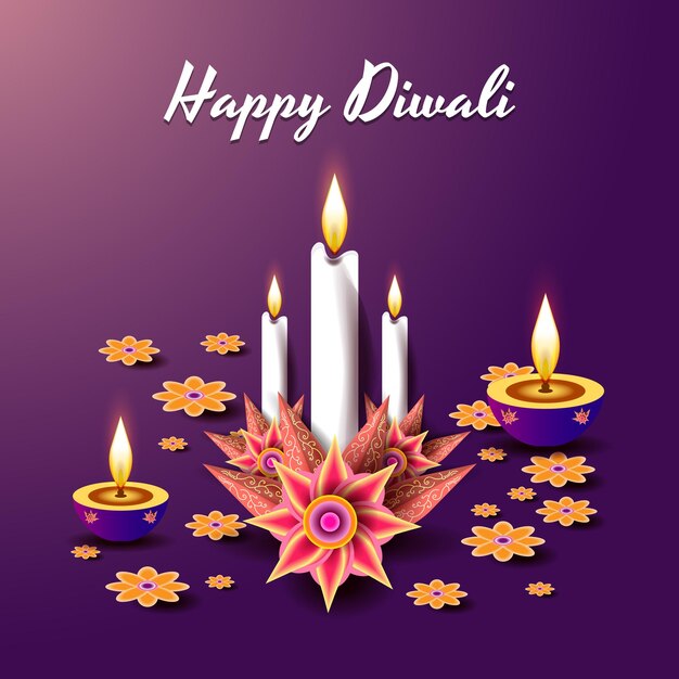 Vector varias salpicaduras de flores decoran el feliz diwali