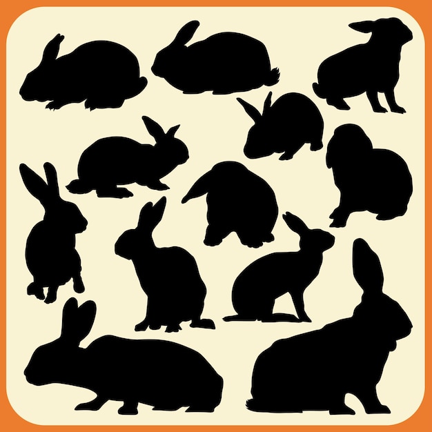 varias siluetas de animales de conejos
