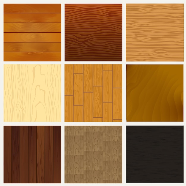 Vector varias superficies de textura de madera. fondo de productos de madera