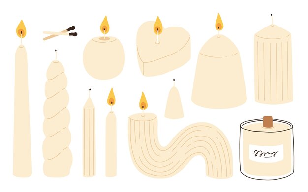 Varias velas de diferentes formas y tamaños frasco de pilar vela recipiente cuadrado vela en forma de corazón