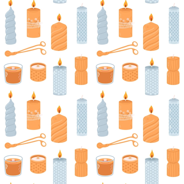 Vector varias velas de diferentes formas y tamaños vela de recipiente cuadrado de jarro de pilar