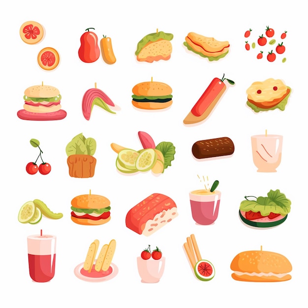 una variedad de alimentos, incluido un perrito caliente, plátano y fruta