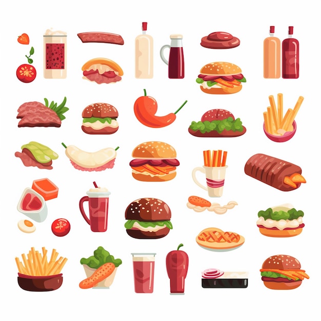 una variedad de alimentos, incluidos una variedad de diferentes tipos de alimentos