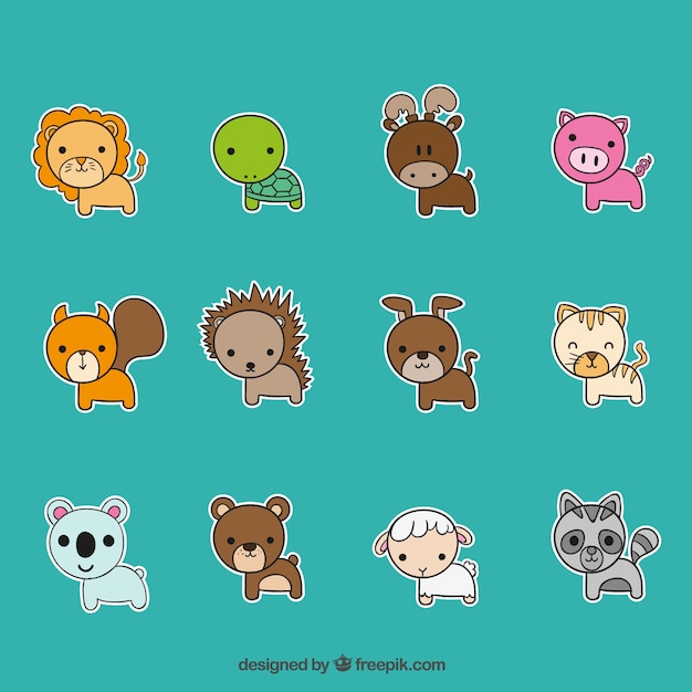 Vector variedad de animales lindos