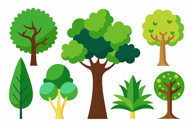 una variedad de árboles, incluidos los diferentes colores de los árboles