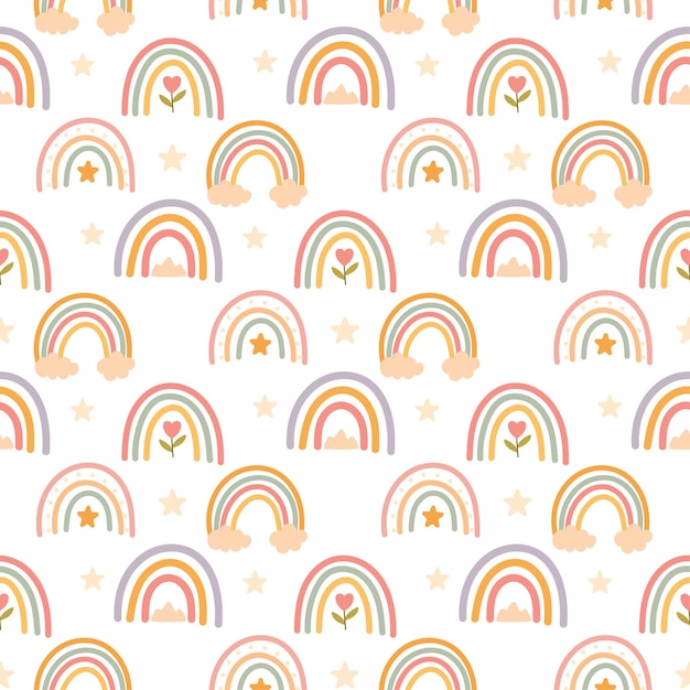 Variedad de arco iris pastel patrón para niños sin costuras