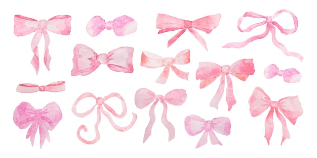 Variedad de arcos rosados en diferentes estilos y tamaños para artesanías y decoraciones
