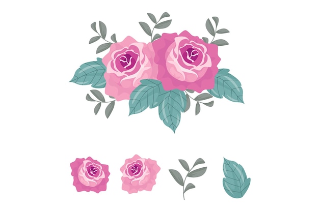 Una variedad de arreglos coloridos de hermosas hojas y flores