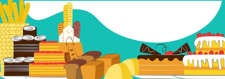 Vector una variedad de artículos de panadería presentados en colores vívidos pan panes dulces pasteles ilustración vibrante