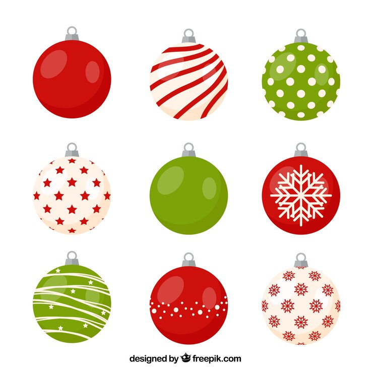 Vector variedad de bolas de navidad con bonitos diseños