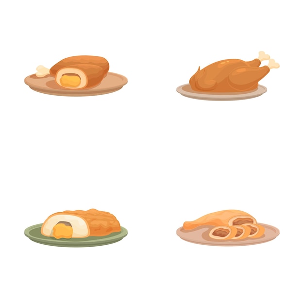 Una variedad de caricaturas de carnes asadas en platos