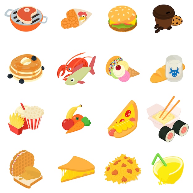 Variedad de conjunto de iconos de comida