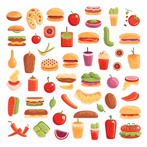 una variedad de diferentes alimentos, incluida una variedad de alimentos diferentes