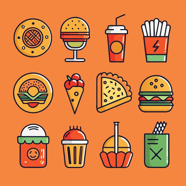 una variedad de diferentes tipos de alimentos, incluida una hamburguesa y una taza de café