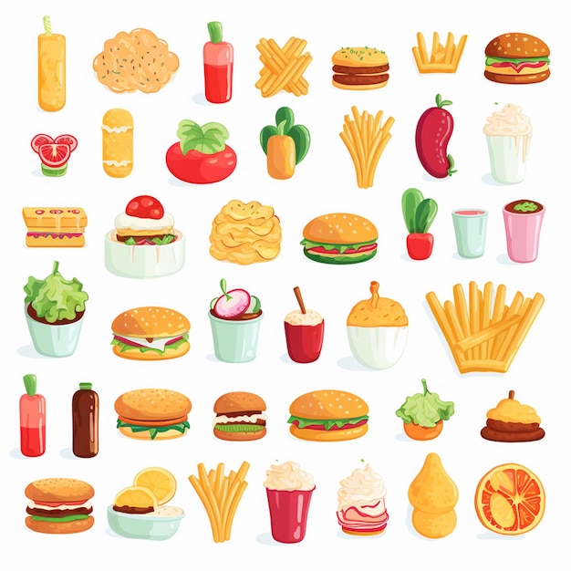 una variedad de diferentes tipos de alimentos, incluida una variedad de alimentos diferentes