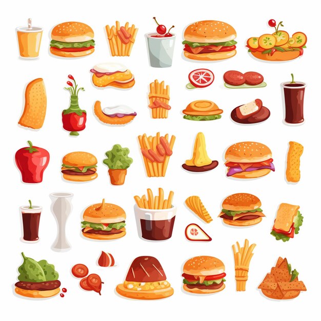 una variedad de diferentes tipos de alimentos, incluidos los alimentos