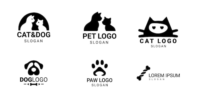 Una variedad de diseños de logotipos de mascotas negras