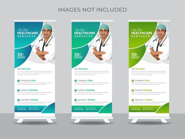 Una variedad de diseños vectoriales estándar La plantilla de banner para la mejor atención médica