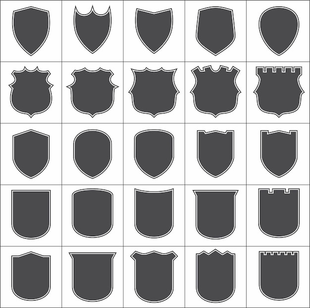 Vector variedad de forma e icono de insignia de escudo