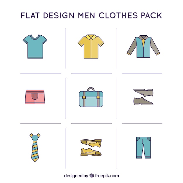 Vector variedad de iconos de ropa de hombres