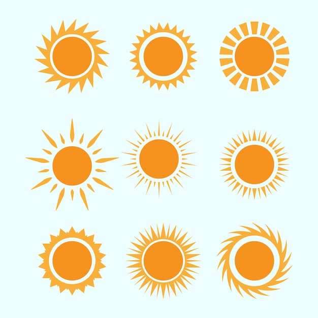 Variedad de iconos de sol