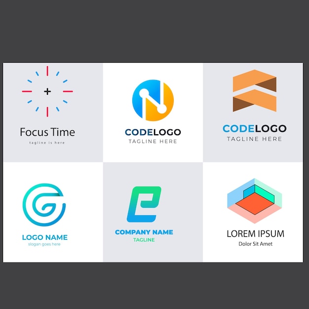 una variedad de logotipos, incluida la palabra "focus"