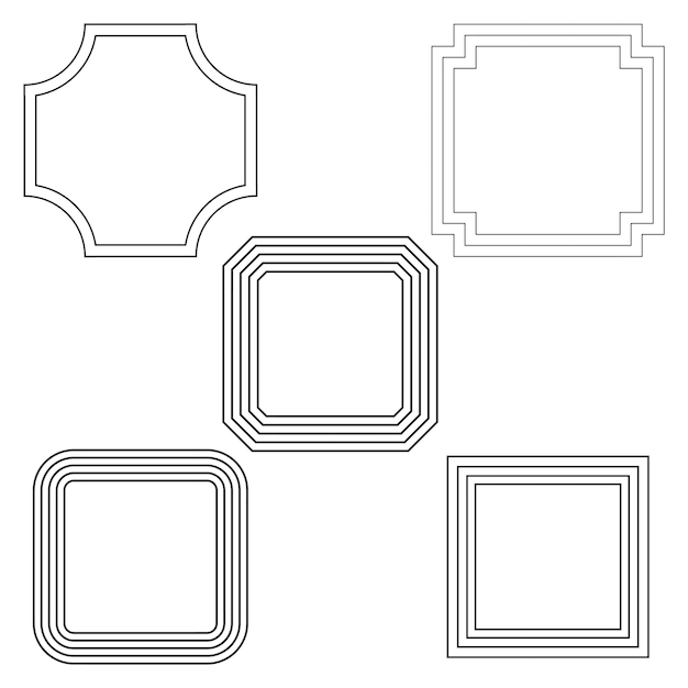 Variedad de marcos Conjunto de bordes geométricos Formas cuadradas y abstractas Formas decorativas vectoriales