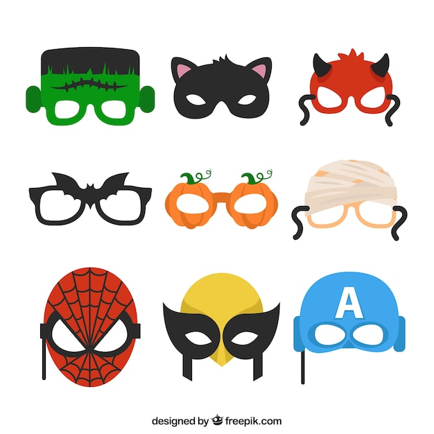 Vector variedad de máscaras de halloween