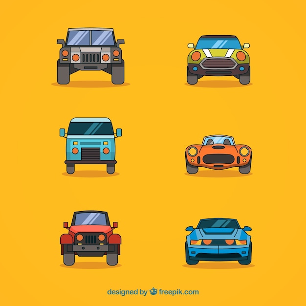 Vector variedad moderna de coches dibujados a mano