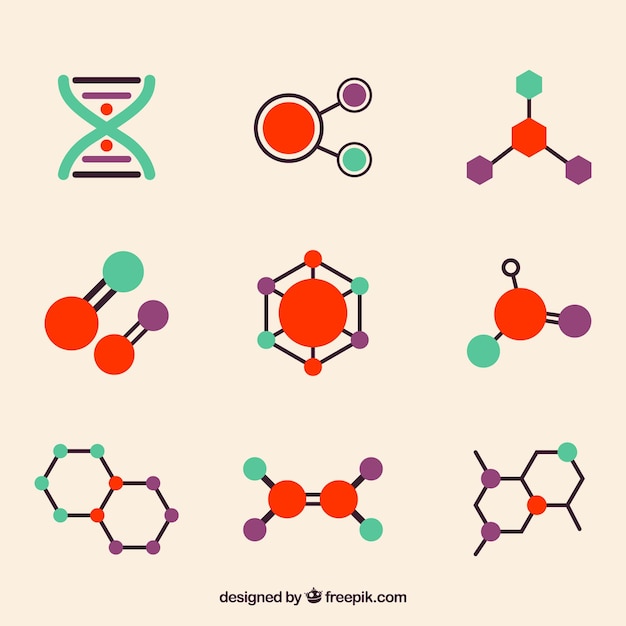 Variedad moderna de moléculas coloridas