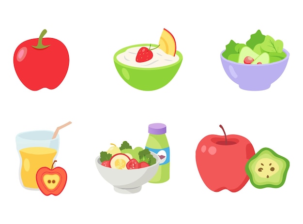 Variedad de opciones de alimentos saludables aisladas en fondo blanco