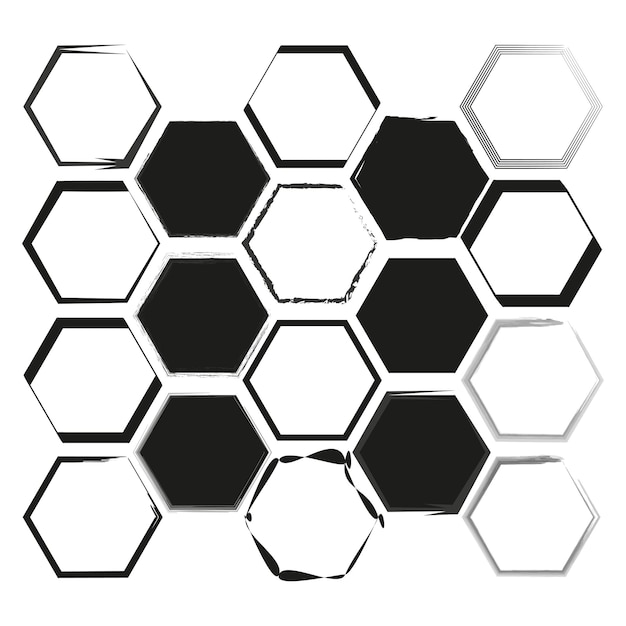 Variedad de patrones hexagonales matriz geométrica de panal conjunto hexagonal abstracto ilustración vectorial EPS 10