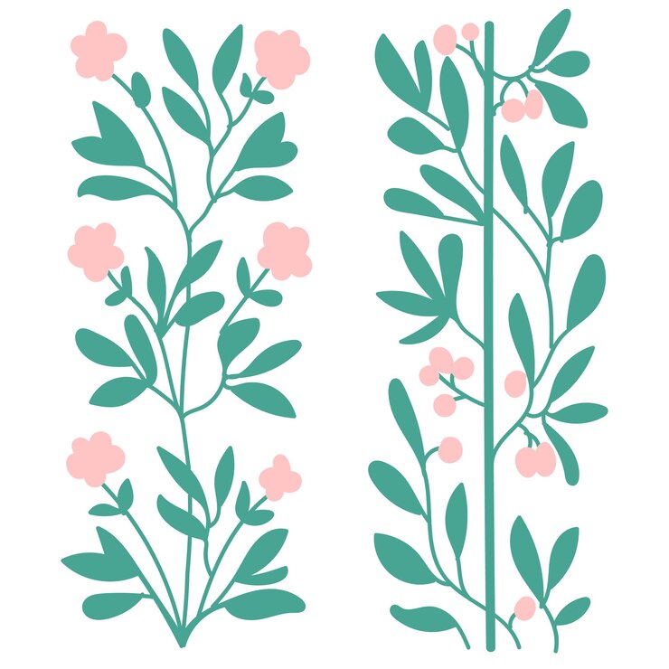 Una variedad de plantas modernas detalladas en estilo Art Nouveau decorativas y ornamentadas para gráficos