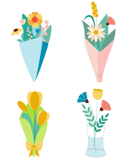 Una variedad de ramos de flores de colores