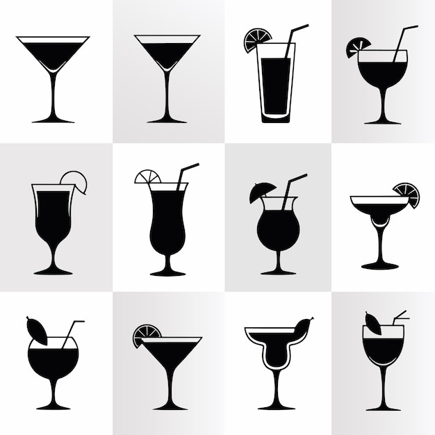 variedad de siluetas de copas de cóctel