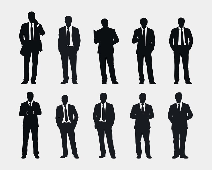 Vector variedad de siluetas de hombres de negocios