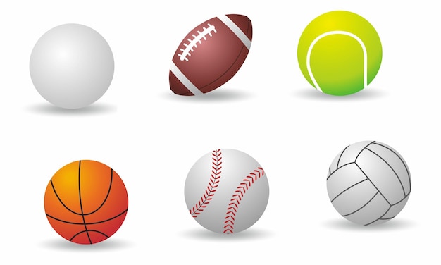 Varios balones deportivos, incluidos el fútbol, el tenis, el béisbol y el baloncesto