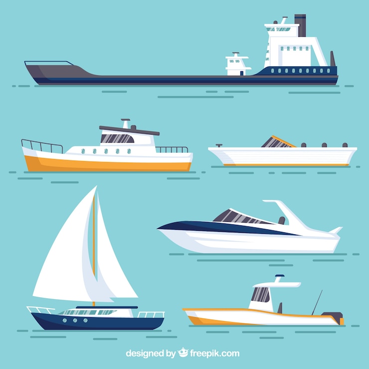 Vector varios barcos con diferentes diseños