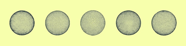 Varios círculos con textura de punto elementos de diseño vectorial fondo abstracto
