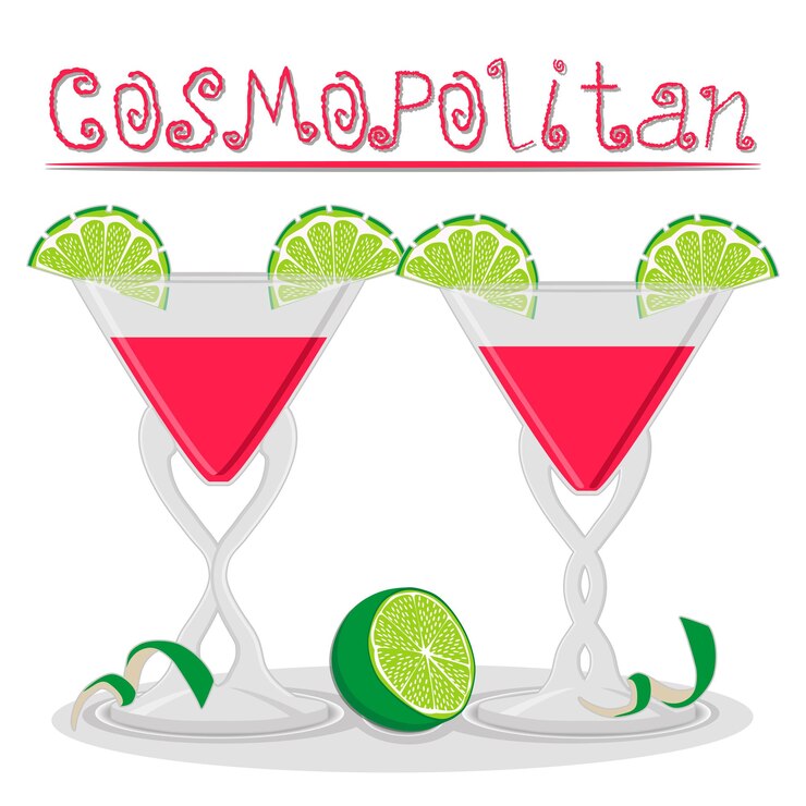 Vector varios cócteles de alcohol natural dulces y sabrosos