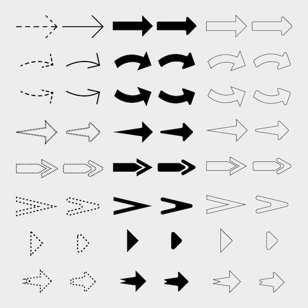 varios diseños de conjuntos de iconos de flecha