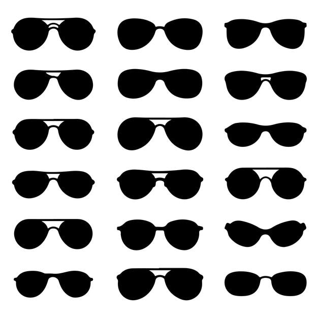 Varios diseños de siluetas de aviadores y gafas de sol