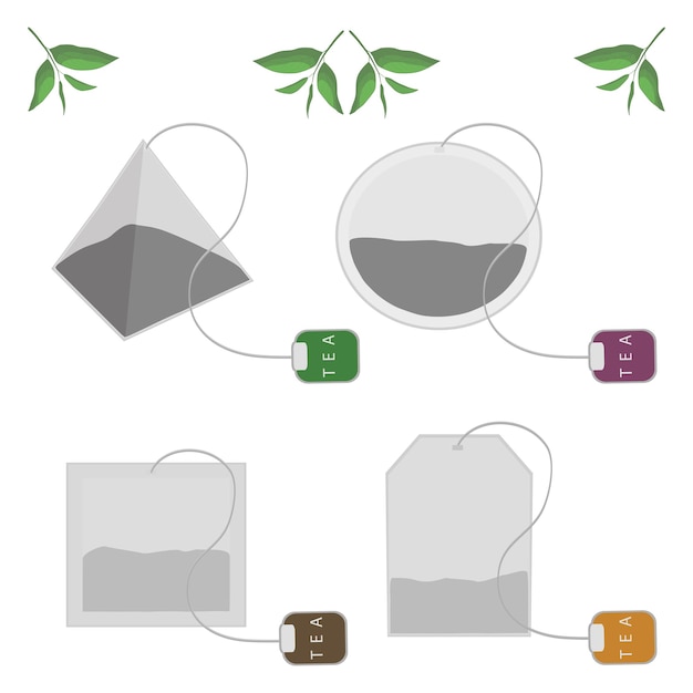 Vector varios dulces y sabrosos tés naturales.