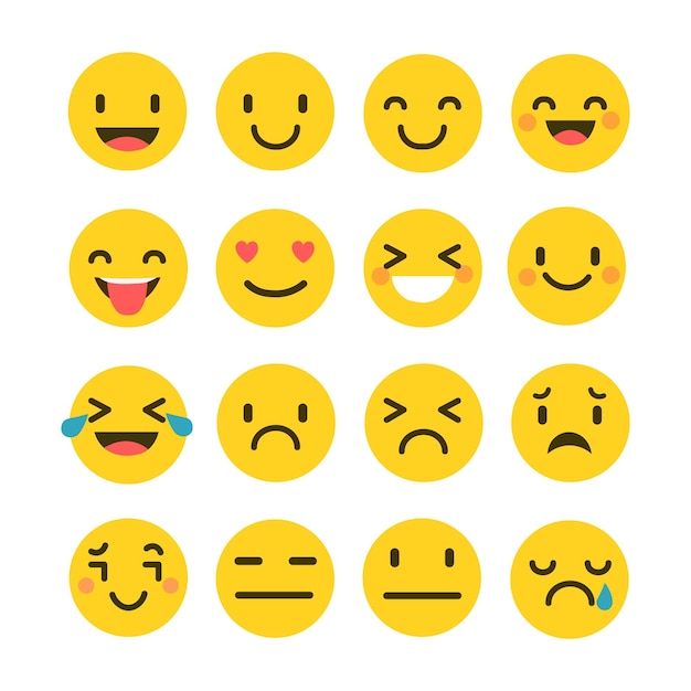 Varios emoticonos en estilo plano