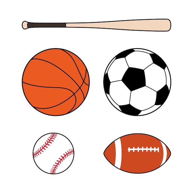 Varios equipos deportivos populares en una ilustración vectorial