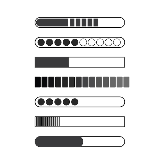 Varios estilos de barras de progreso para interfaces web y de aplicaciones